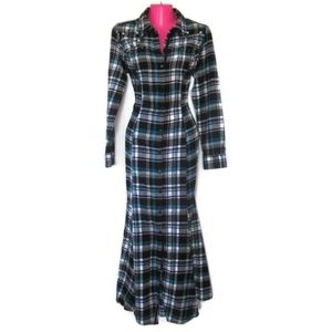 grunge rhinestone maxi flannel dress size 6 small